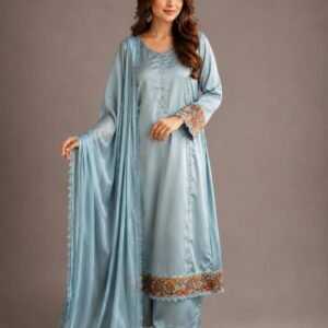 Aqua Blue Korean Silk Formal Suit, Ready to Ship - 02