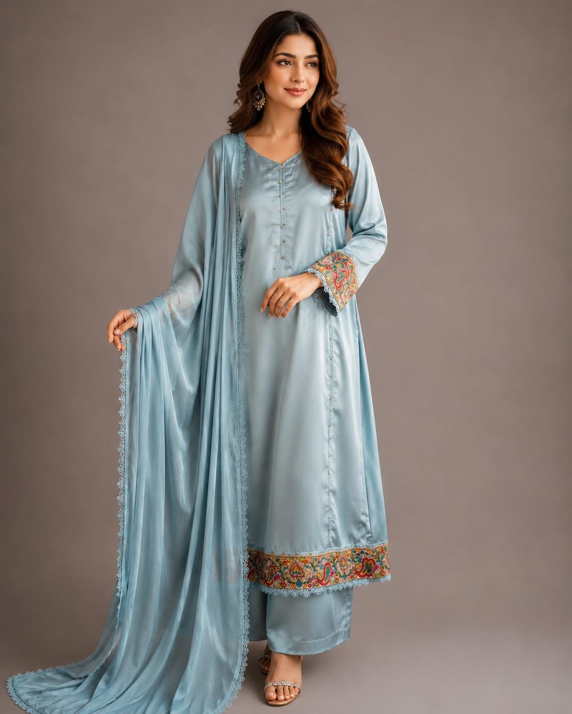 Aqua Blue Korean Silk Formal Suit, Ready to Ship - 02