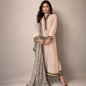 Chamuse Silk Festive Suit with Heavy Bandhani & Shikari Chunri Mukesh Dupatta -01