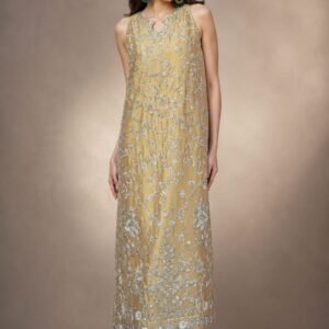 Gold Tissue Silk Suit with Full Heavy Hand Embellishment -01