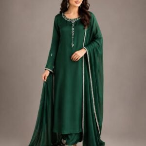 Green Chamuse Silk Formal Suit, Ready to Ship - 02