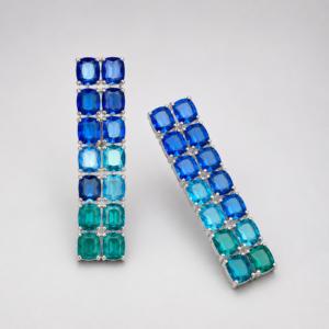 Blue Swarovski Ombre Crystal Drop Earrings, Premium