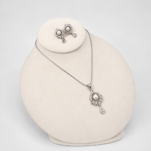 Pearl AAA Cubic Zircon Sunburst Pendant Necklace and Earring Set