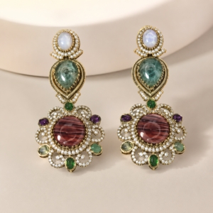 Designer Inspired Multicolor Doublet Filigree Drop Earrings